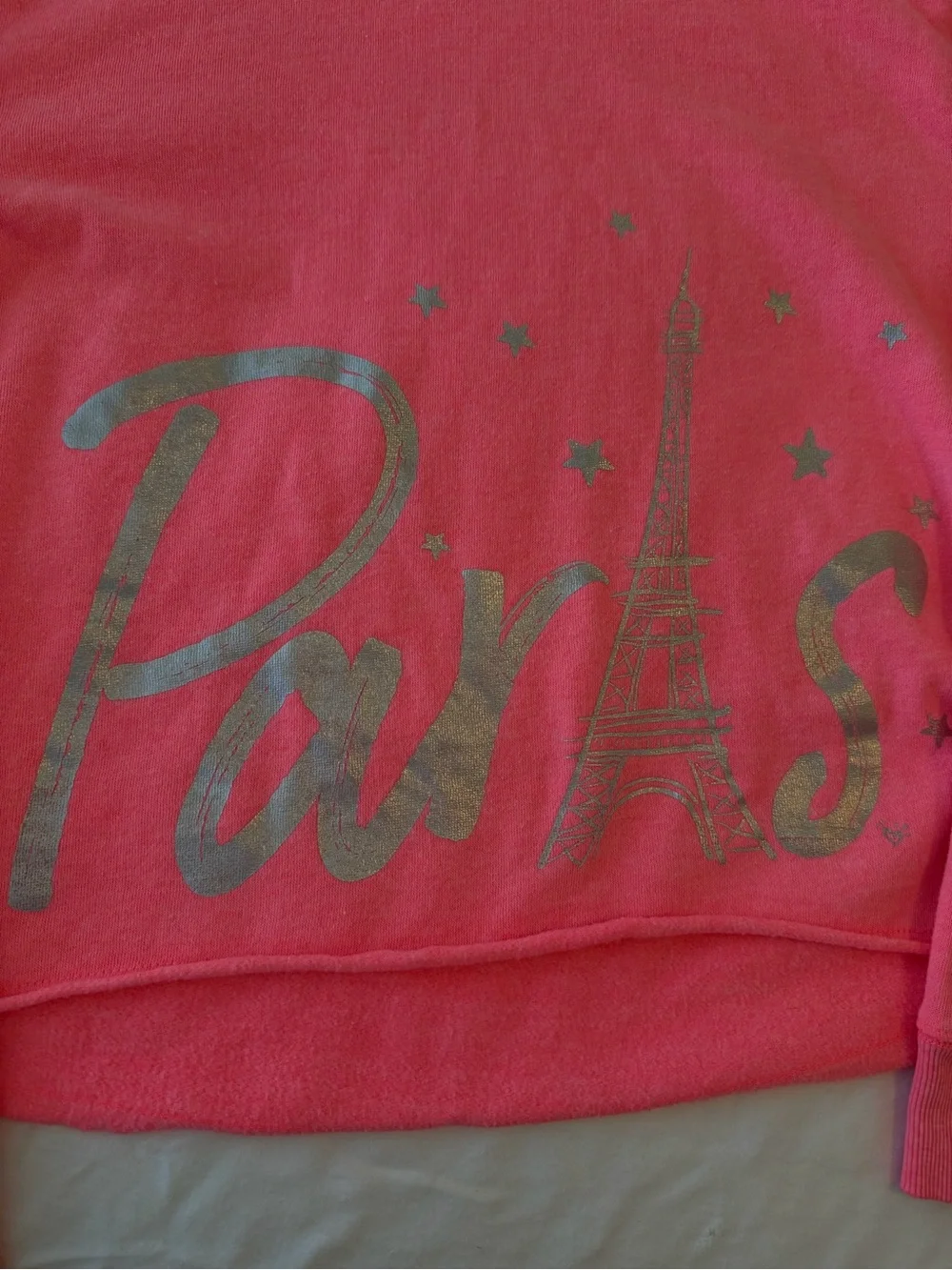 Justice Pink Hoodie with Silver 'Paris' Graphic Size:12